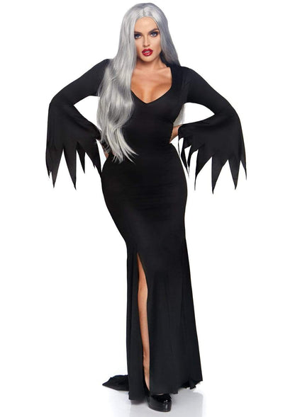 High Slit Floor Length Bodycon Gothic Dress - Unspoken Fashion