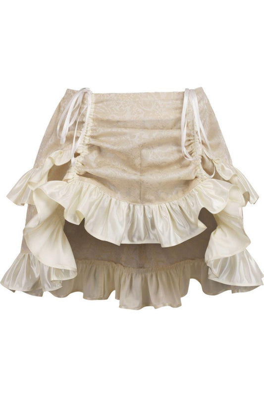 Ivory Brocade Ruched Bustle Skirt.