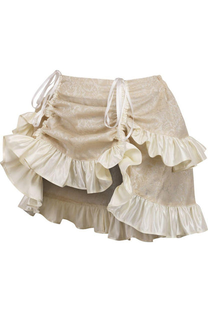 Ivory Brocade Ruched Bustle Skirt.