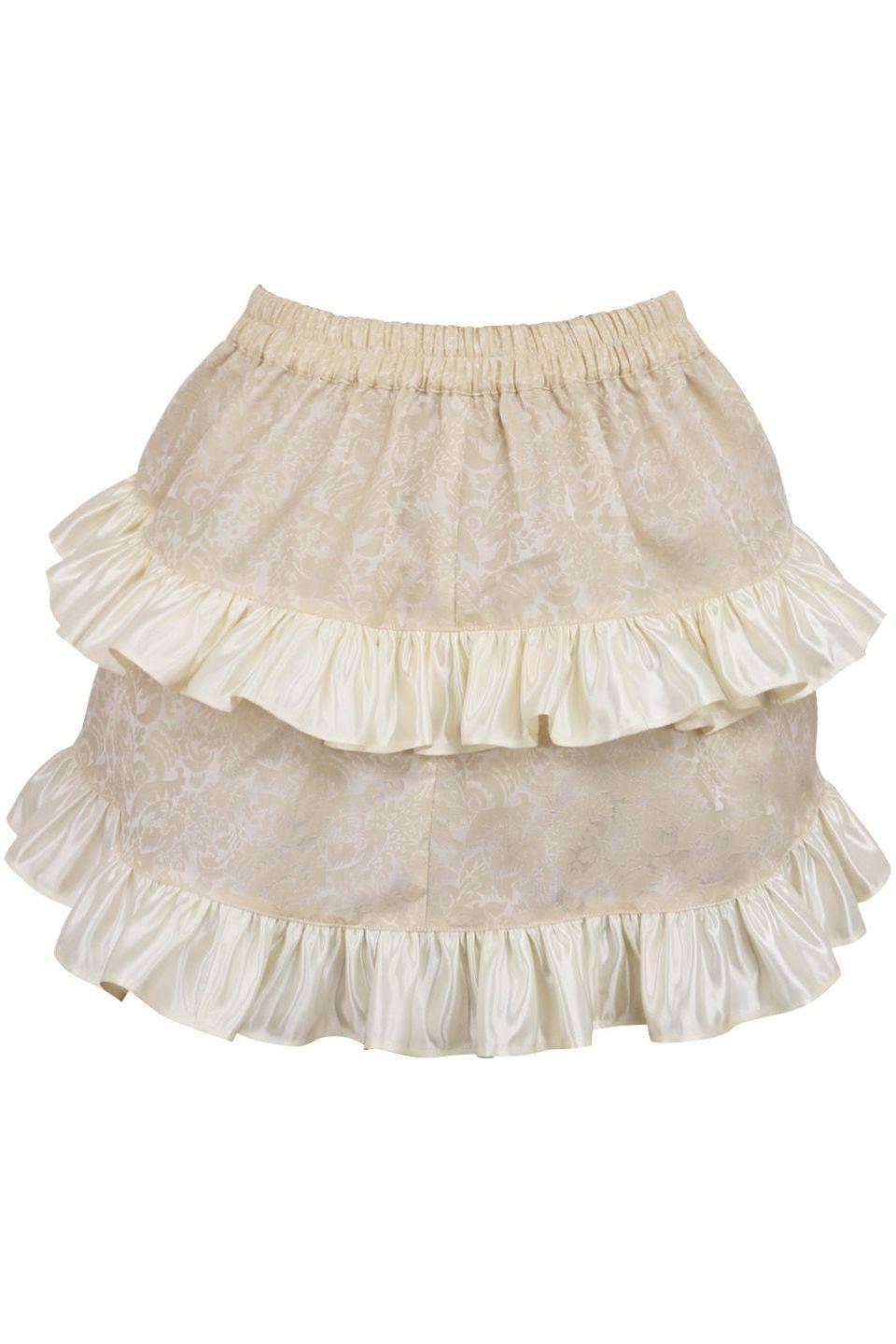 Ivory Brocade Ruched Bustle Skirt.