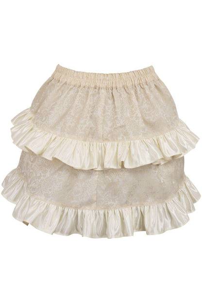 Ivory Brocade Ruched Bustle Skirt.
