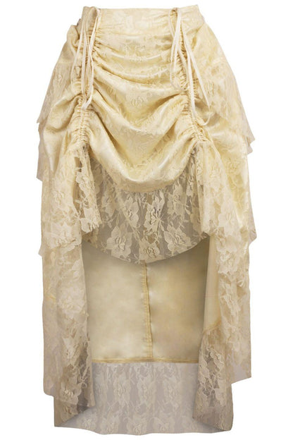 Ivory Lace Adjustable High Low Bustle Skirt.