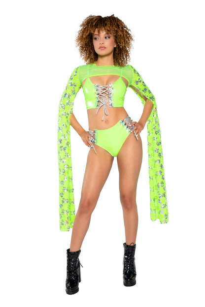 J. Valentine Rave Sequin Drop Sleeve Shrug