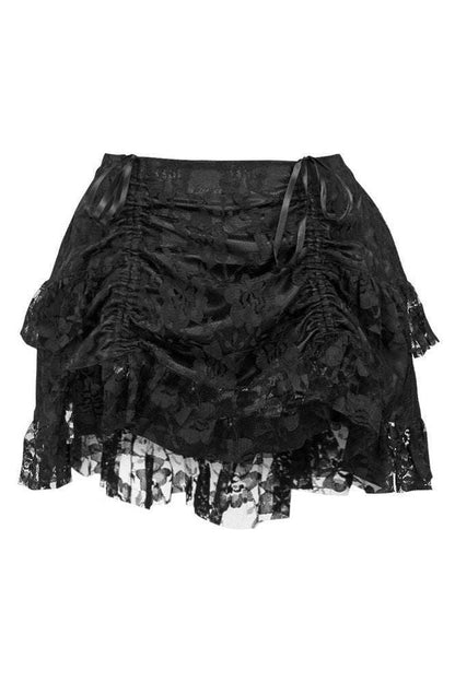 Lavish 2 PC Lt Pink Brocade Corset & Black Lace Skirt Set