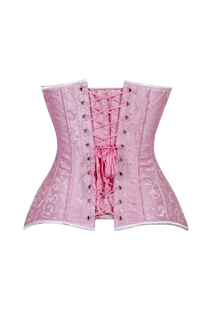 Lavish 2 PC Lt Pink Brocade Corset & Black Lace Skirt Set