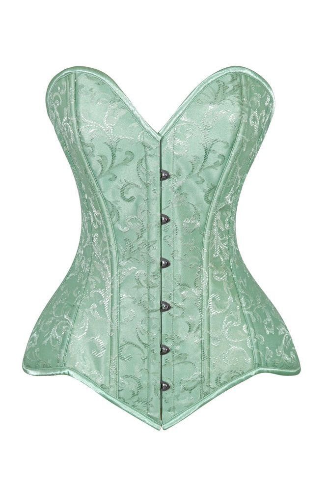 Lavish 2 PC Mint Green Brocade Corset & Black Lace Skirt Set