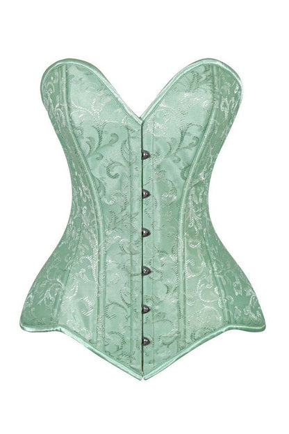 Lavish 2 PC Mint Green Brocade Corset & Black Lace Skirt Set