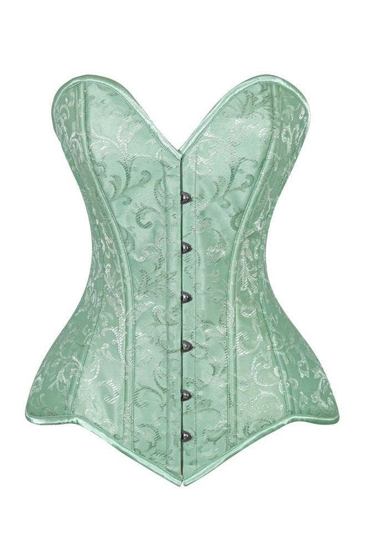 Lavish 2 PC Mint Green Brocade Corset & Black Lace Skirt Set