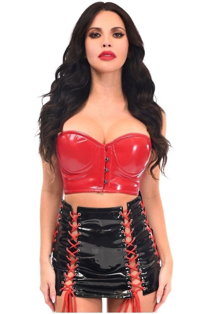 Lavish 2 PC Red/Black Patent Bustier & Skirt Set
