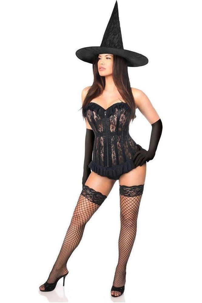 Lavish 3 PC Sheer Lace Witch Corset Costume