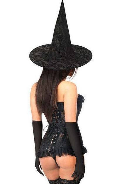 Lavish 3 PC Sheer Lace Witch Corset Costume