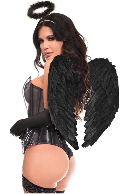 Lavish 4 PC Clear Black Dark Angel Corset Costume.