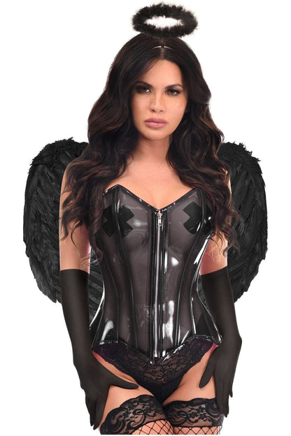 Lavish 4 PC Clear Black Dark Angel Corset Costume.