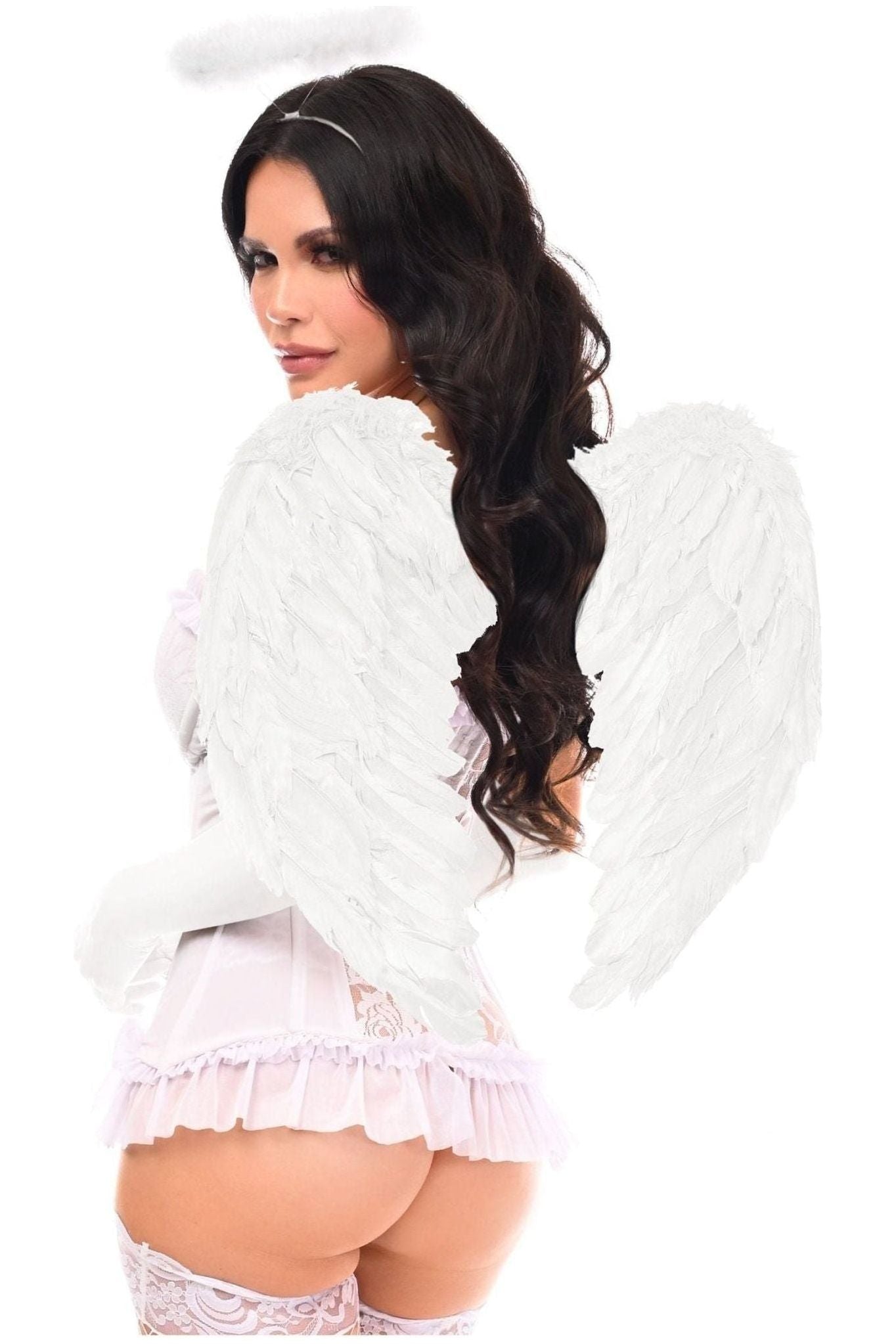 Lavish 4 PC White Angel Bustier Corset Costume.