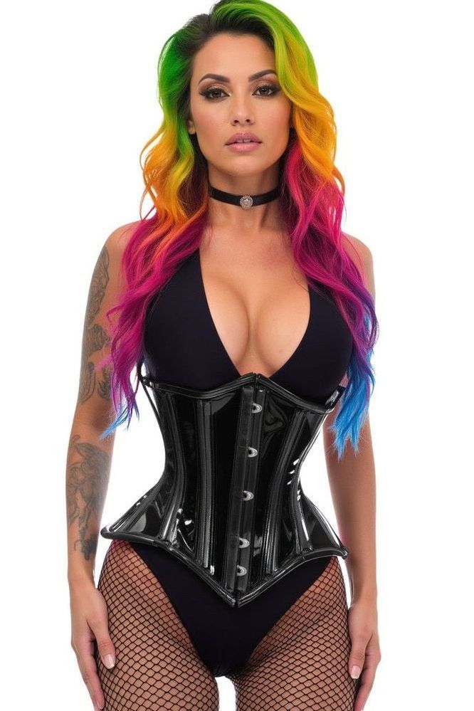 Lavish Black Clear Curvy Underbust Waist Cincher Corset