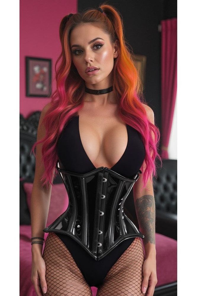 Lavish Black Clear Curvy Underbust Waist Cincher Corset