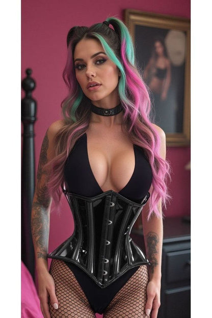 Lavish Black Clear Curvy Underbust Waist Cincher Corset