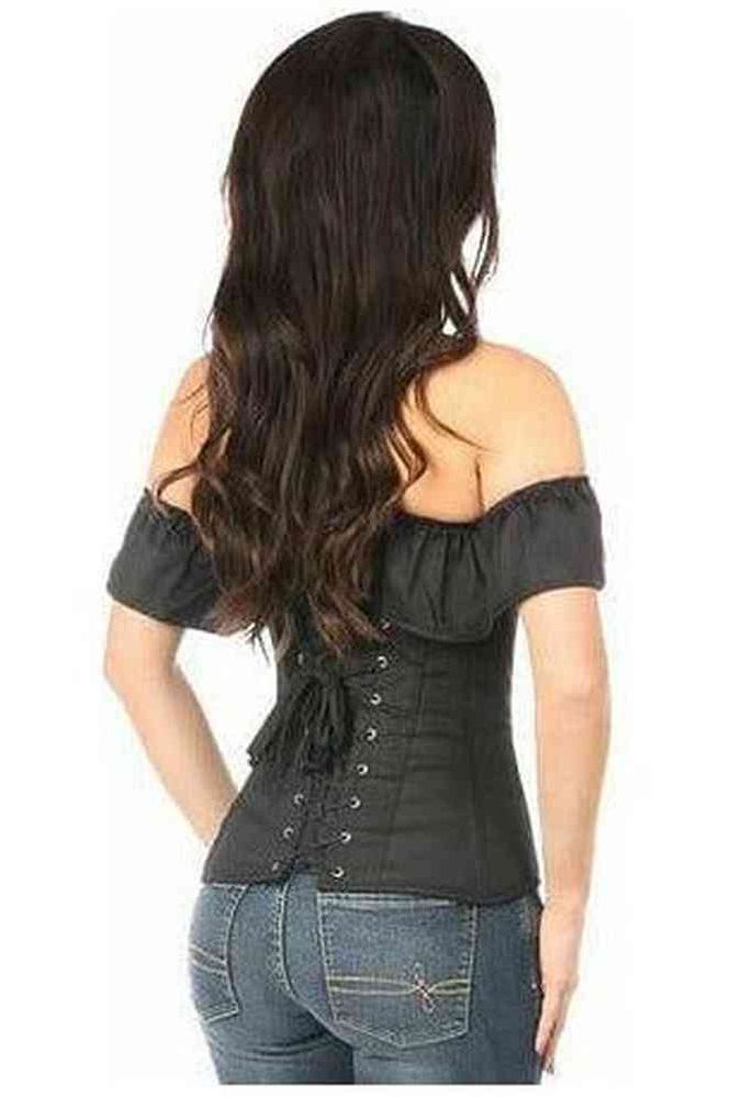 Lavish Black Cotton Off-The-Shoulder Corset