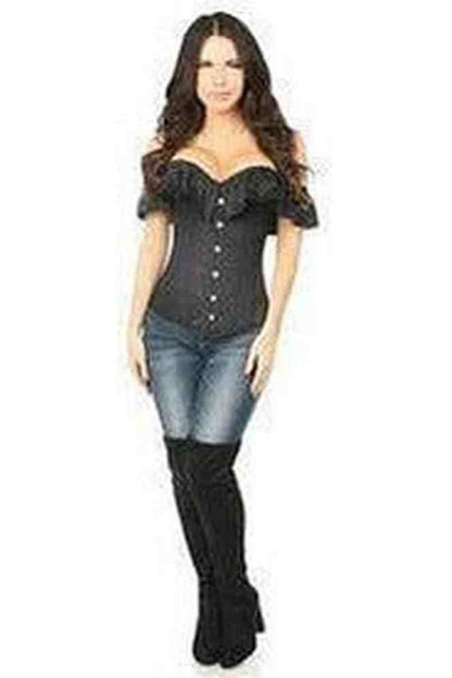 Lavish Black Cotton Off-The-Shoulder Corset