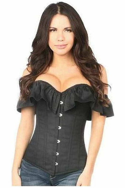 Lavish Black Cotton Off-The-Shoulder Corset