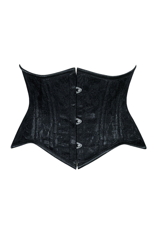 Lavish Black Lace Mini Cincher Underbust Corset Waist Cincher Busk Closure
