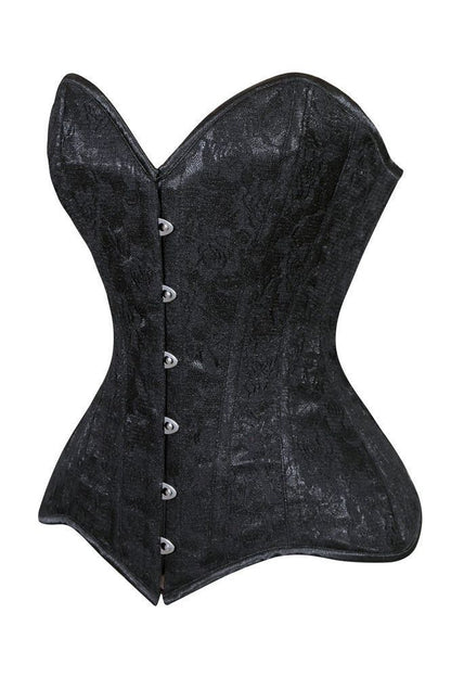 Lavish Black Lace Overbust Corset Sweetheart Neckline Busk Closure