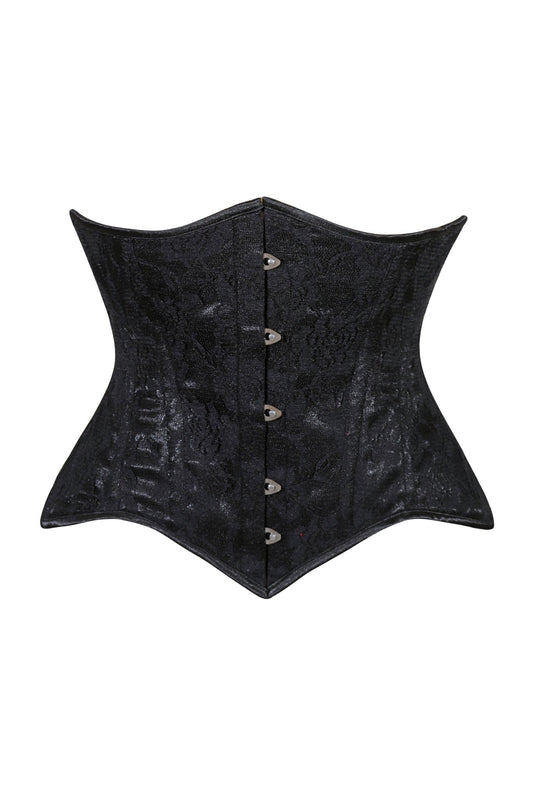 Lavish Black Lace Underbust Corset Waist Cincher Busk Closure