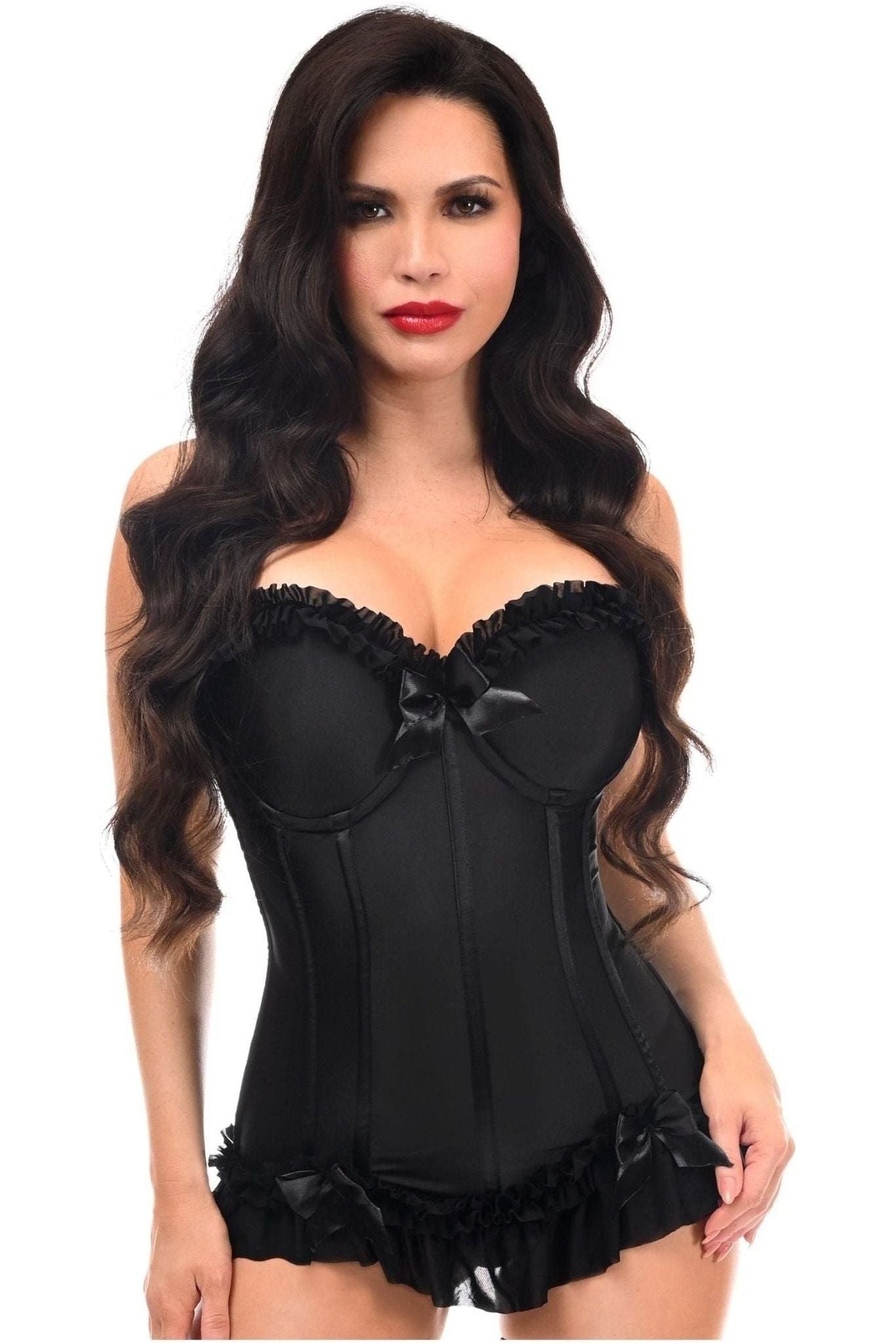 Lavish Black Lycra Hook & Eye Stretch Bustier Corset.