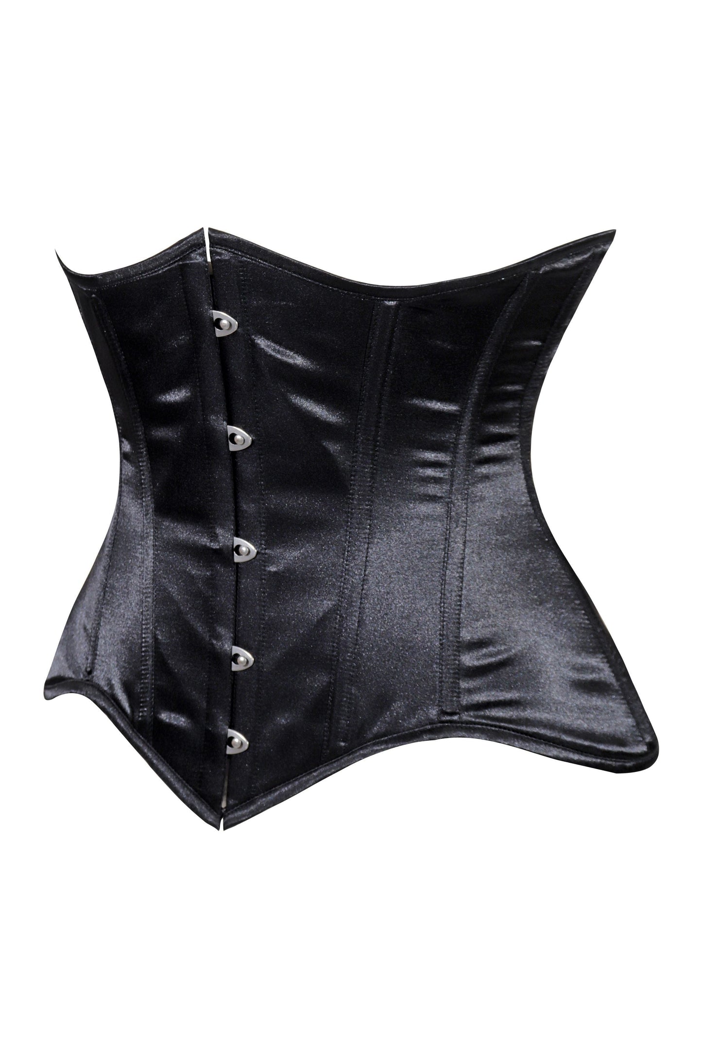 Lavish Black Satin Underbust Corset Waist Cincher Busk Closure