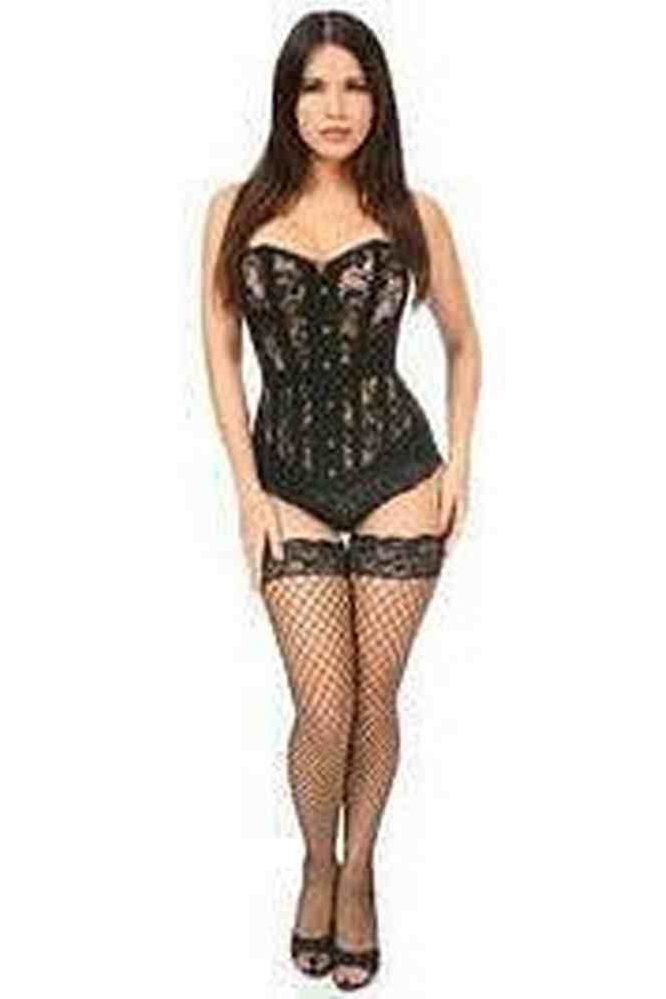 Lavish Black Sheer Lace Over Bust Corset