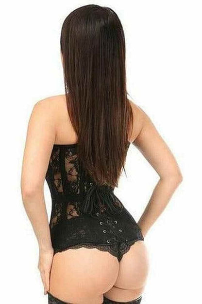 Lavish Black Sheer Lace Over Bust Corset