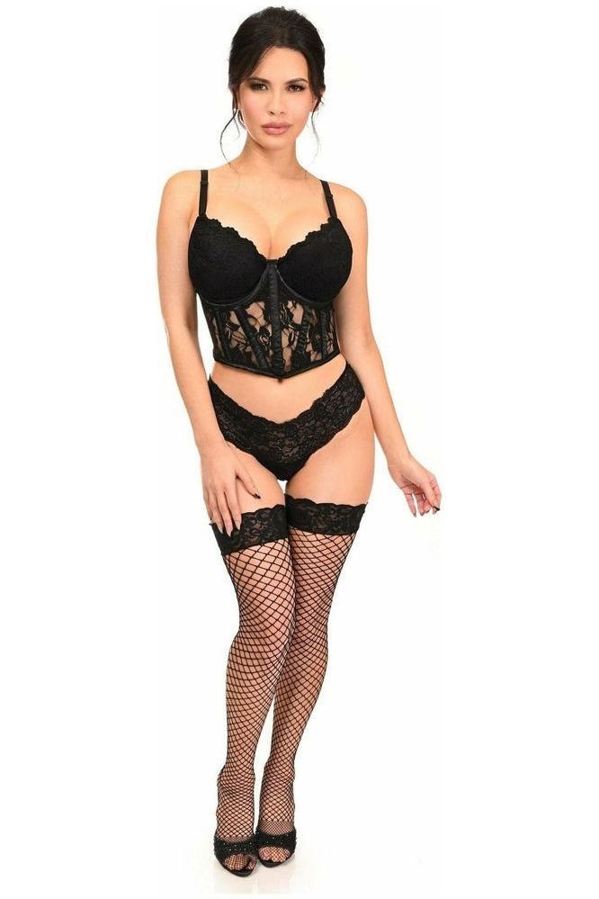 Lavish Black Sheer Lace Underwire Waist Cincher Corset