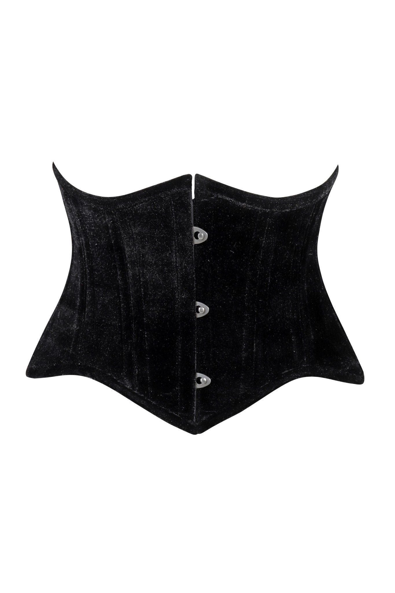 Lavish Black Velvet Mini Cincher Underbust Corset Waist Cincher Busk Closure