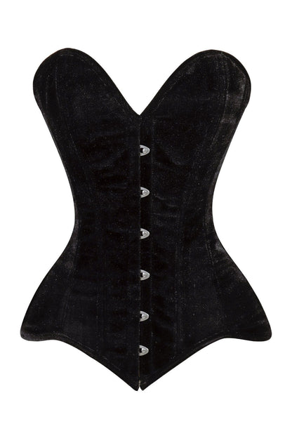 Lavish Black Velvet Overbust Corset Sweetheart Neckline Busk Closure