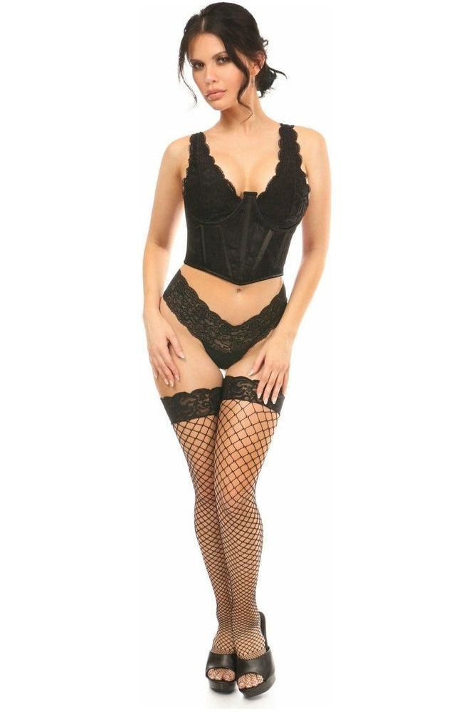 Lavish Black w/Black Lace Overlay Open Cup Waist Cincher