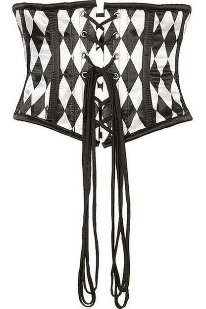 Lavish Black & White Diamond Waist Cincher Corset