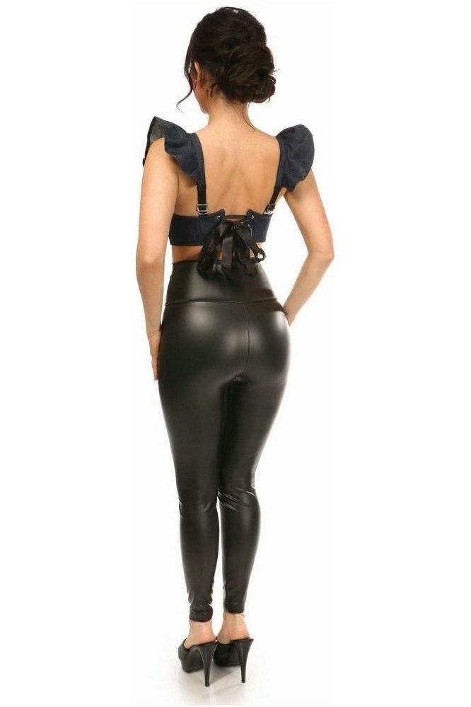 Lavish Blue Denim Underwire Bustier Top w/Removable Ruffle Sleeves