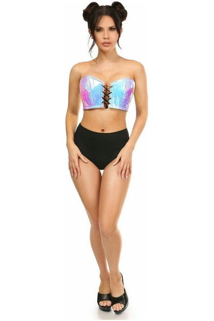 Lavish Blue/Purple Holo Lace-Up Bustier Top