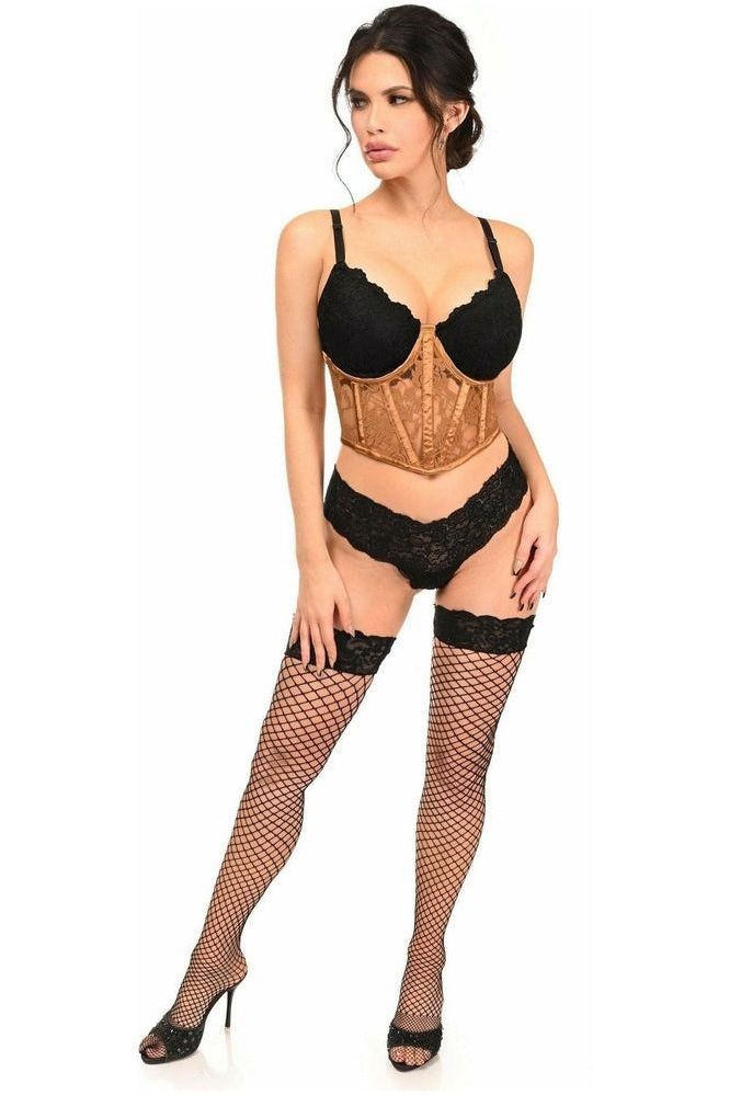 Lavish Caramel Sheer Lace Underwire Waist Cincher Corset