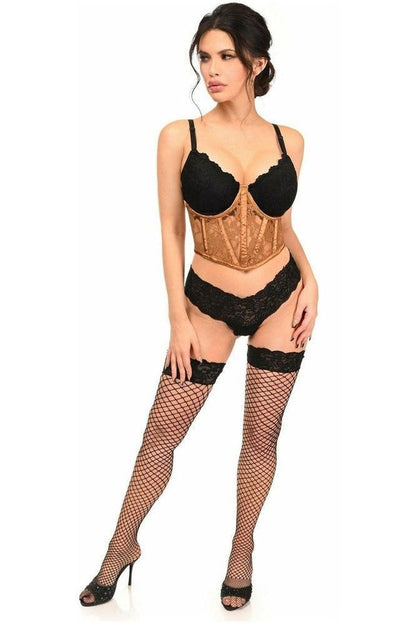 Lavish Caramel Sheer Lace Underwire Waist Cincher Corset