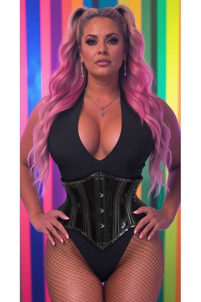 Lavish Clear Black Curvy Cut Mini Cincher Corset