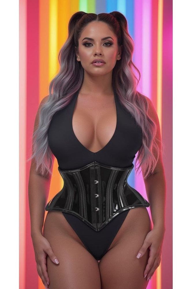 Lavish Clear Black Curvy Cut Mini Cincher Corset