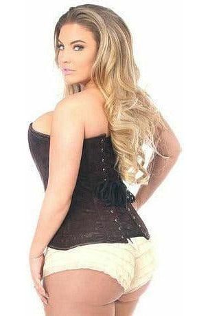 Lavish Dark Brown Lace Overbust Corset w/Zipper.