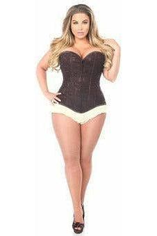 Lavish Dark Brown Lace Overbust Corset w/Zipper.