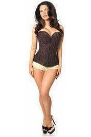 Lavish Dark Brown Lace Overbust Corset w/Zipper.