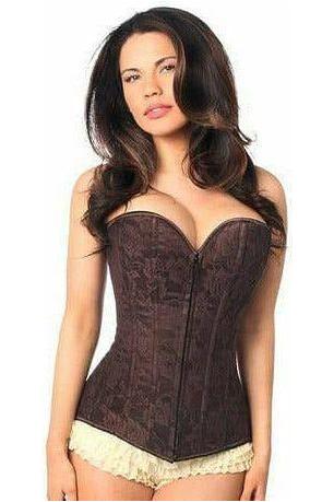 Lavish Dark Brown Lace Overbust Corset w/Zipper.
