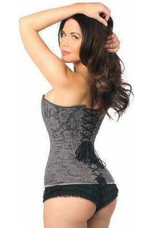 Lavish Dark Grey Lace Overbust Corset w/Zipper.