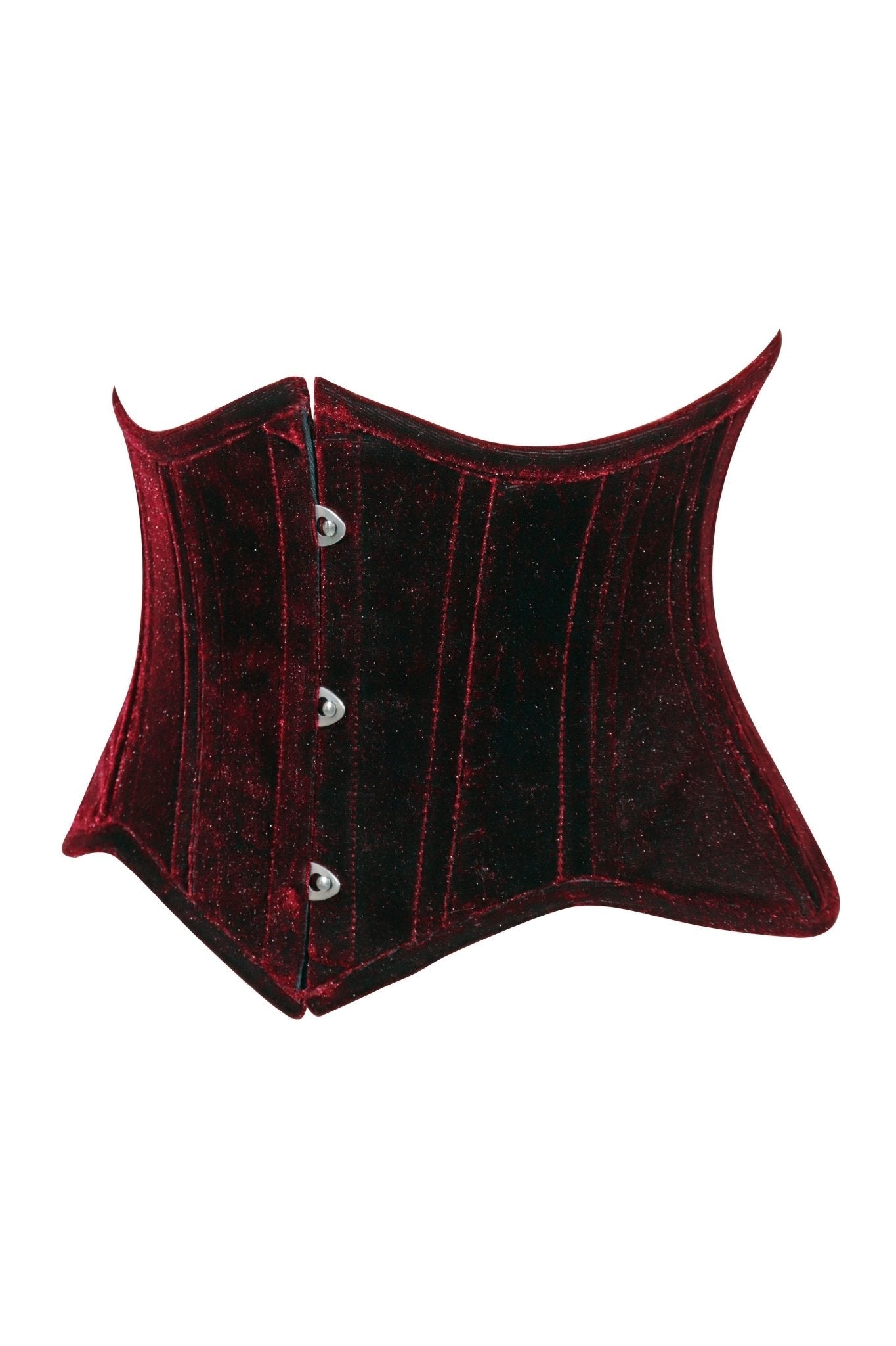 Lavish Dark Red Velvet Mini Cincher Underbust Corset Waist Cincher Busk Closure