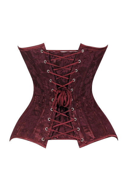 Lavish Dark Red Wine Lace Overbust Corset Sweetheart Neckline Busk Closure