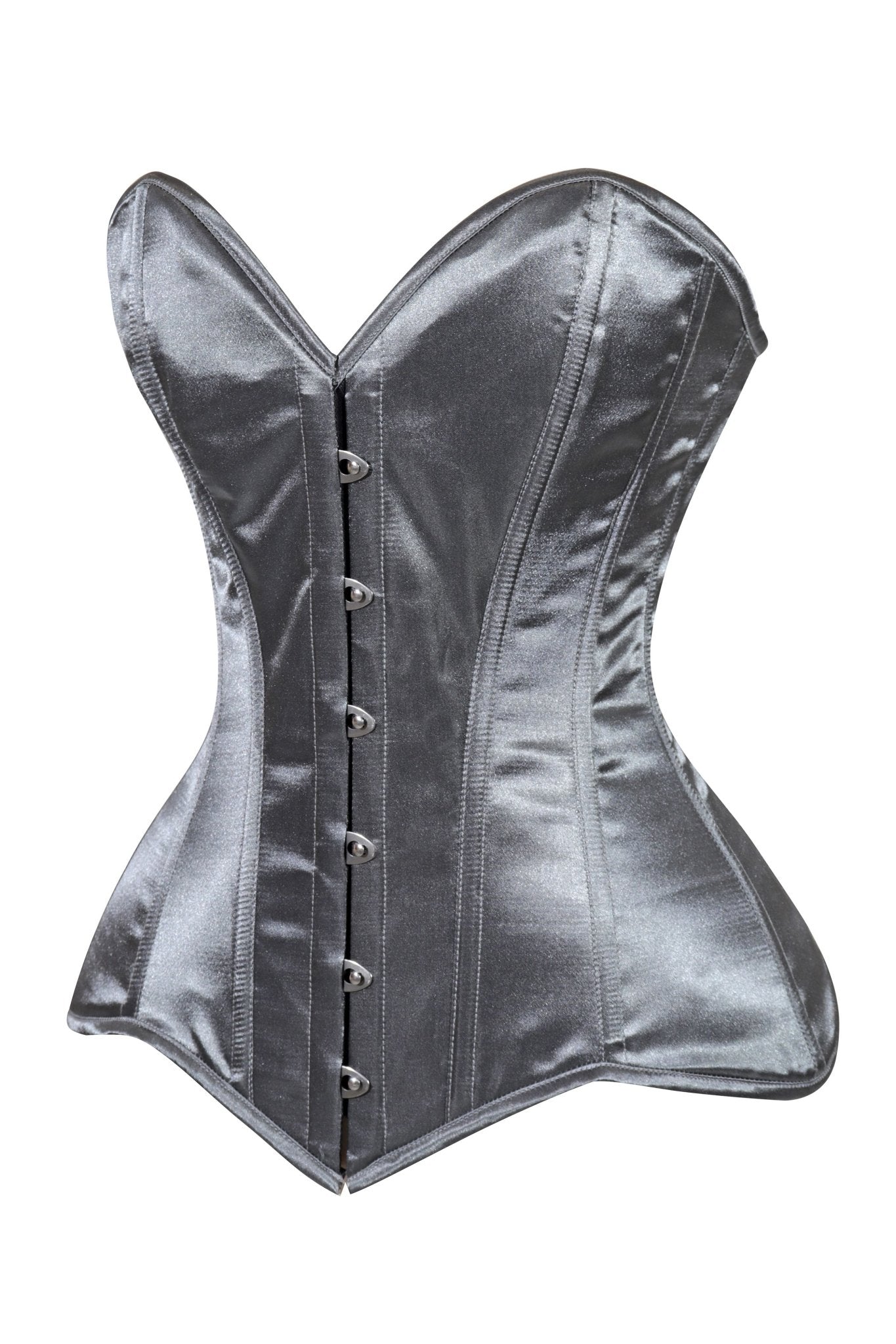 Lavish Dark Silver Overbust Corset Sweetheart Neckline Busk Closure